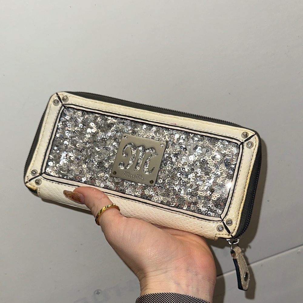 Miss Me Silver and Cream Sequin Wallet